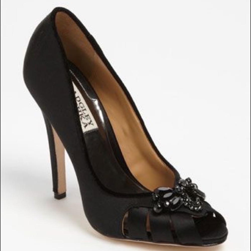 Badgley Mischka | “Monique” Black Satin Shoe